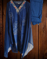 Elegant Chinnon Digital Printed Kurta Set with Neck Embroidery & Chiffon Dupatta – Fully Stitched